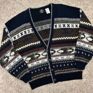 Vintage Expressions Cardigan Grandpa Sweater Men Size Large Acrylic Geometric